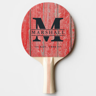 Red Barn Boards Monogram & Name Overlay Ping Pong Paddle