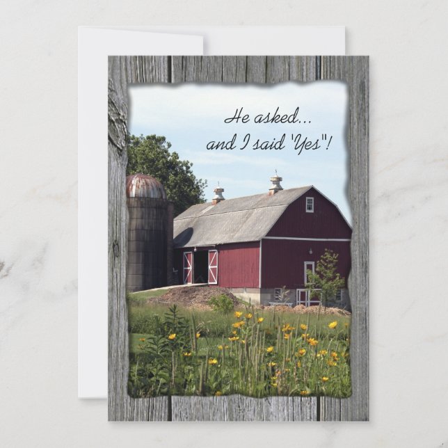 Red Barn Country Engagement Party Invitation (Front)
