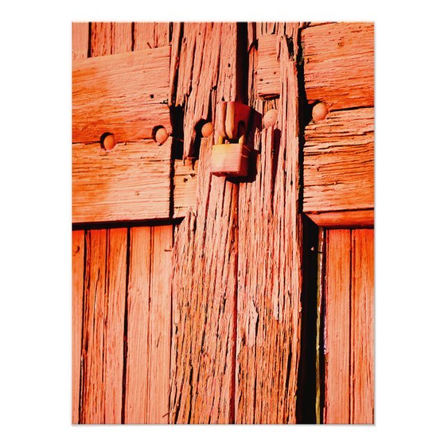 Red Barn Door with Lock Photo Print (Front)