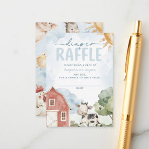 Red Barn Farm Animal Baby Shower Diaper Raffle Enclosure Card