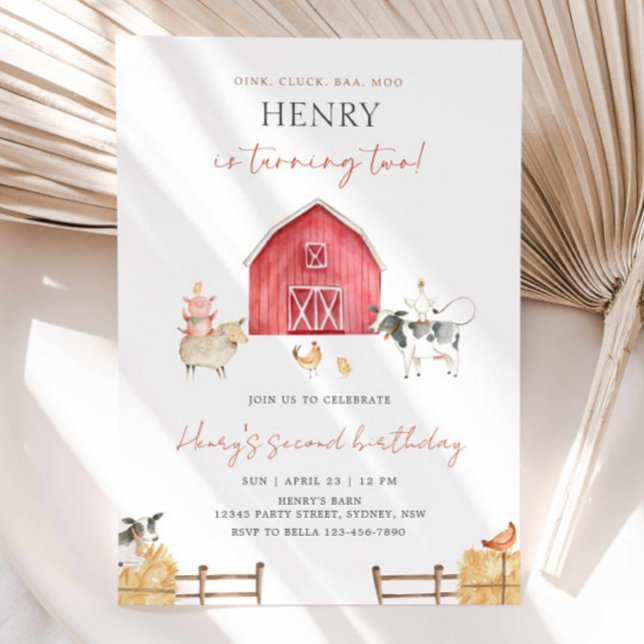Red Barn Farm Animals Birthday Party  Invitation (Creator Uploaded)