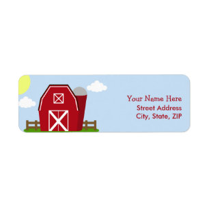 Red Barn Farm Birthday Party Address Labels