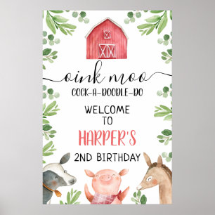 Red Barn Farm Foliage 24x36 Birthday Welcome Sign