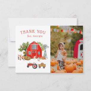 Red Barn   Farm Themed Birthday Thank You Card
