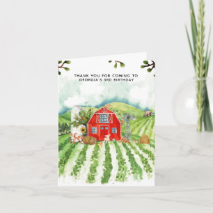Red Barn   Farm Themed Birthday Thank You Card