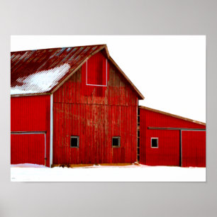 Red Barn Farmhouse Poster Print Wall Art