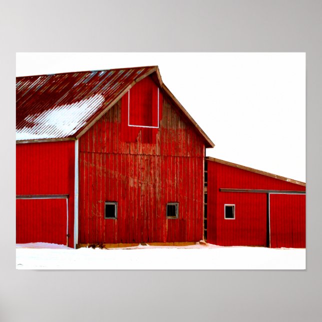 Red Barn Farmhouse Poster Print Wall Art (Front)