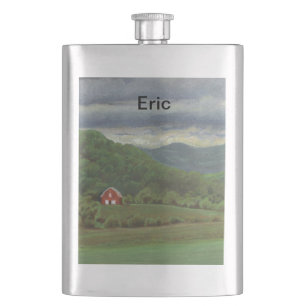 Red Barn Hip Flask