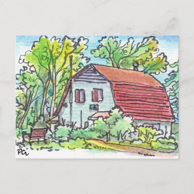 Red Barn House Postcard (Front)