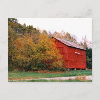 Red Barn in Fall Postcard