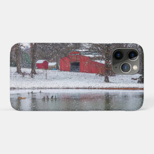 Red Barn In Snow Painterly iPhone Case