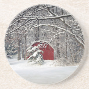 Red Barn in the Snow 2011 Coaster