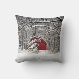 Red Barn in the Snow 2011 Cushion