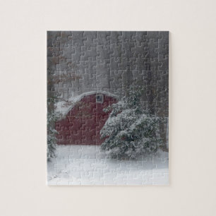 Red Barn in the Snow Jigsaw Puzzle