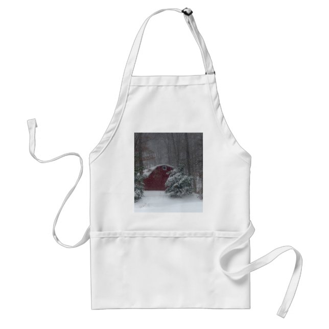 Red Barn in the Snow Standard Apron (Front)