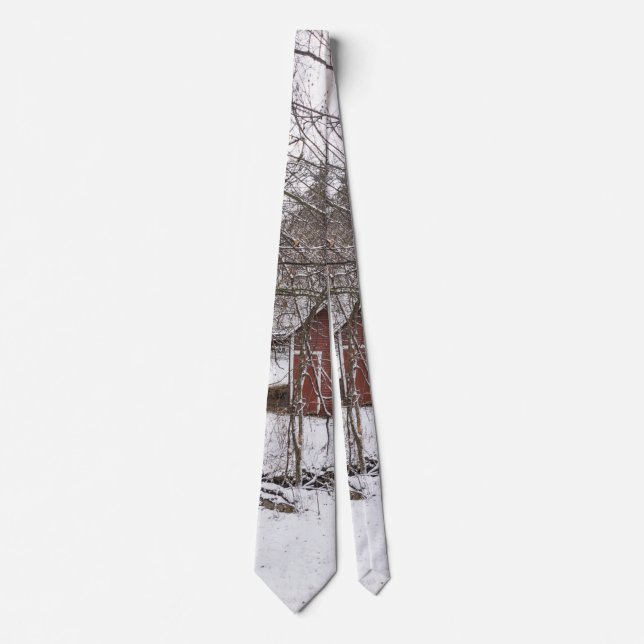 Red Barn In The Snow Tie (Front)