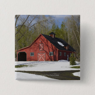 Red Barn In Winter 15 Cm Square Badge