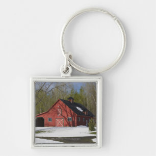 Red Barn In Winter Key Ring