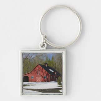 Red Barn In Winter Key Ring