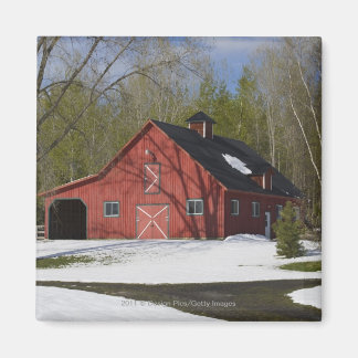 Red Barn In Winter Magnet