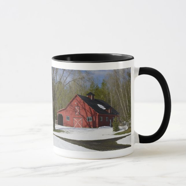 Red Barn In Winter Mug (Right)