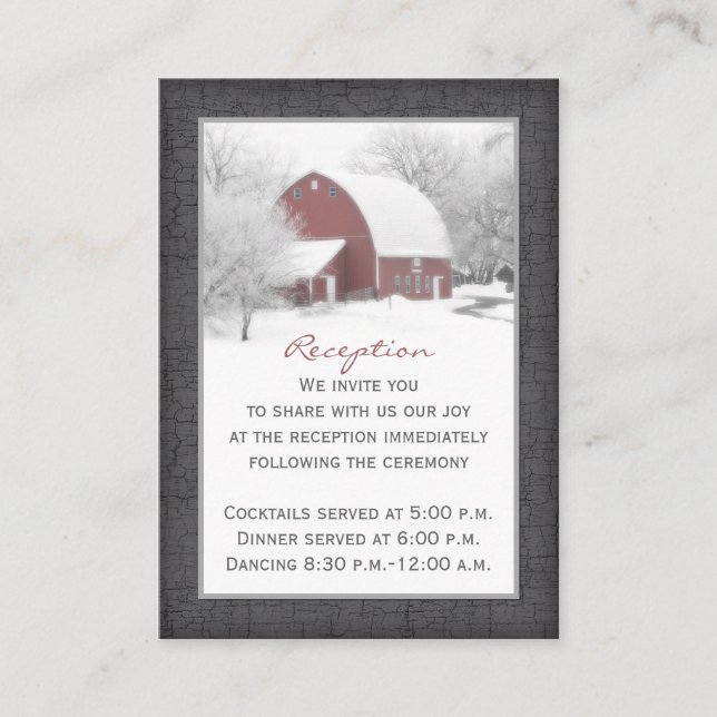 Red Barn in Winter Reception Enclosure Card 2 (Front)