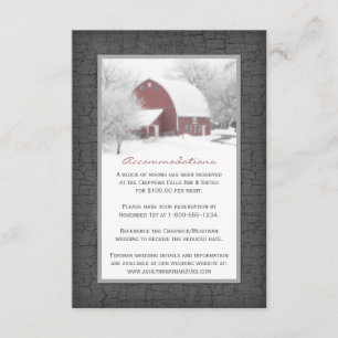 Red Barn in Winter Wedding Enclosure Card