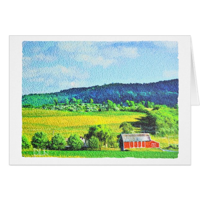 Red Barn/Landscape Art/Watercolor Look (Front Horizontal)