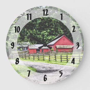 Red Barn Large Clock