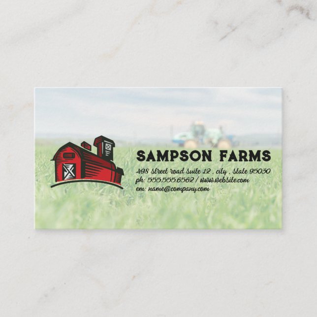 Red Barn Logo | Farm and Tractor Business Card (Front)