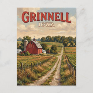 Red Barn near Grinnell Iowa Postcard