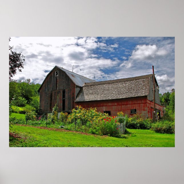Red Barn on Sunny Summer Day Poster (Front)