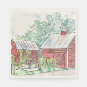 Red Barn Paper Napkin for Party