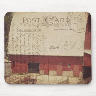 Red Barn Postcard Digital Art Mouse Pad