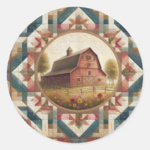Red Barn Quilt #2 Classic Round Sticker