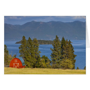 Red barn sits along scenic Flathead Lake near