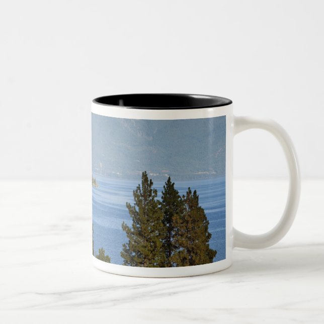 Red barn sits along scenic Flathead Lake near Two-Tone Coffee Mug (Right)