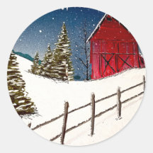 Red Barn Snowy Landscape