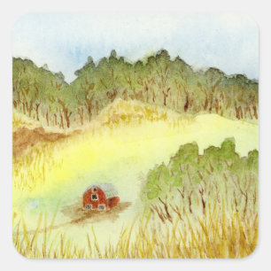 Red Barn Square Sticker