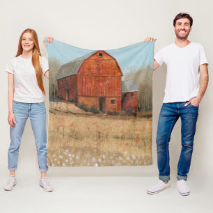 Red Barn View Fleece Blanket