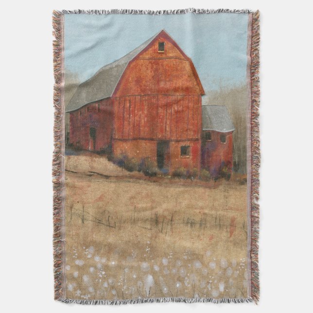Red Barn View Throw Blanket (Front Vertical)