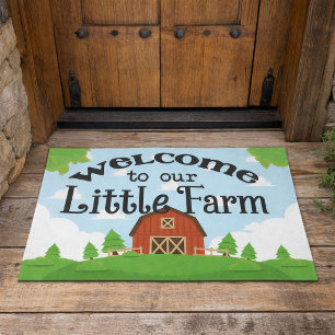 Red Barn Welcome To Our Little Farm Door Mat