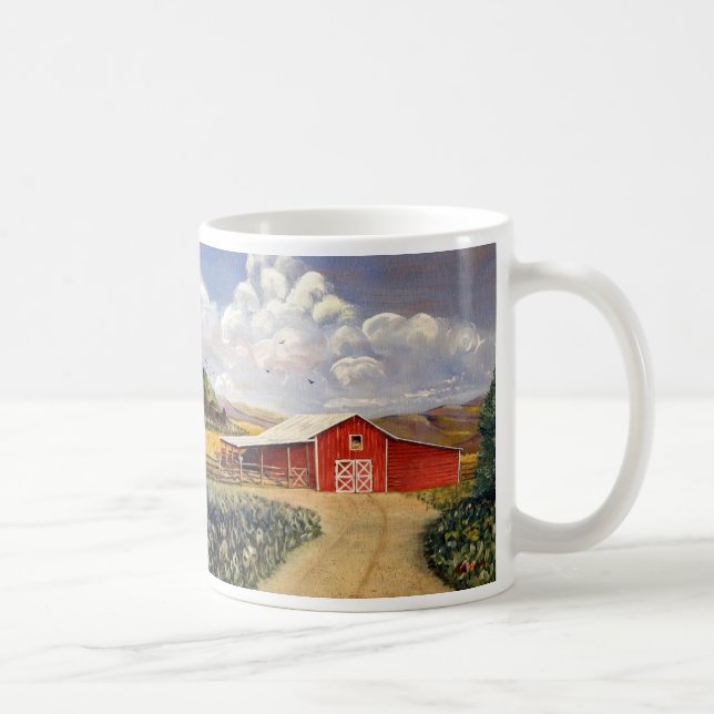 Red Barn West Virginia Farm Fine Art Painting Coffee Mug (Right)