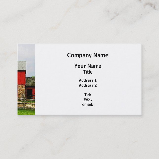Red Barn with Fence Business Card (Front)