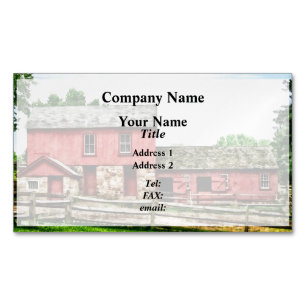 Red Barn with Fence Magnetic Business Card