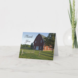 Red Barn with Fence Thank You Card