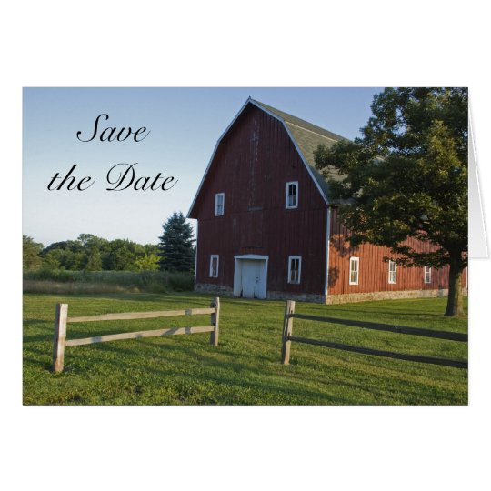 Red Barn with Fence Wedding Save the Date Card