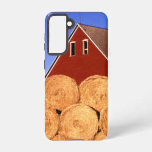 Red Barn with Hay Bales Galaxy S21 Case