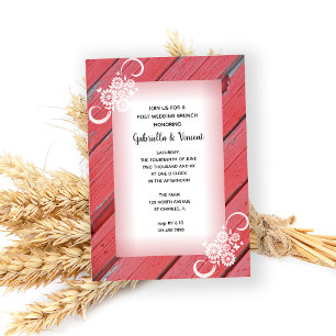 Red Barn Wood Country Post Wedding Brunch Invitation