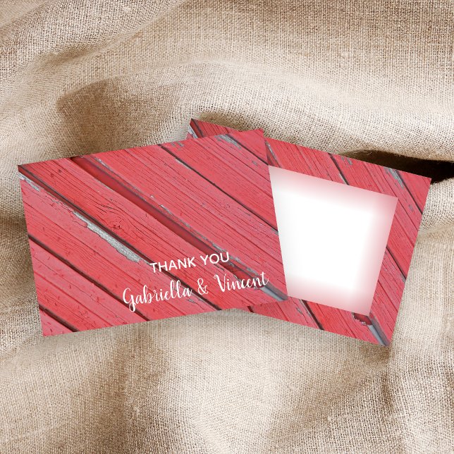 Red Barn Wood Country Wedding Thank You Note Note Card (Creator Uploaded)